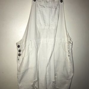 White ripped overalls (shorts)